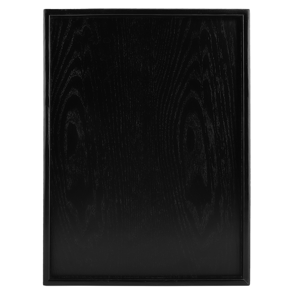 Food Snacks That Are Black - Schwarzes rechteckiges Teetablett aus massivem Holz,