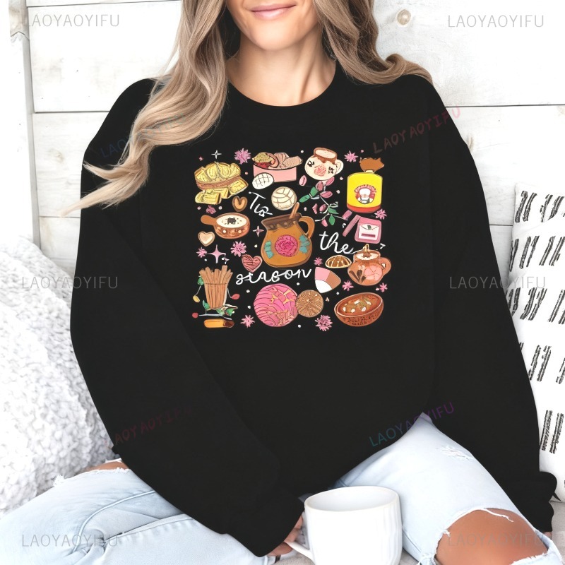 Xmas Food Snacks - Mexikanischer Weihnachts-Hoodie, Party-Lebensmittel-Pullover, Weihnachts-Snacks, Sweatshirt, Weihnachts-Party-Pullover,