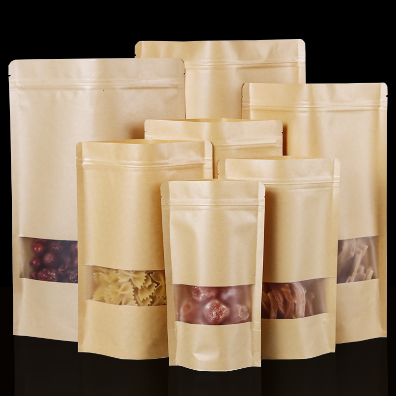 Food Snacks Packets - 100PCS Braun Doypack Kraft Verpackung Papier