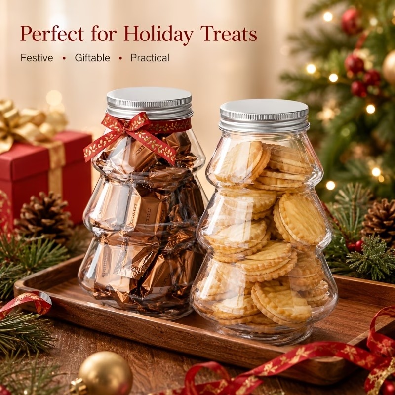 Xmas Food Snacks - Weihnachtsbaum-Schneemann-förmiger DIY-Lebensmittelbehälter - Weihnachtsfeier-Dekorationsflasche, ideal für