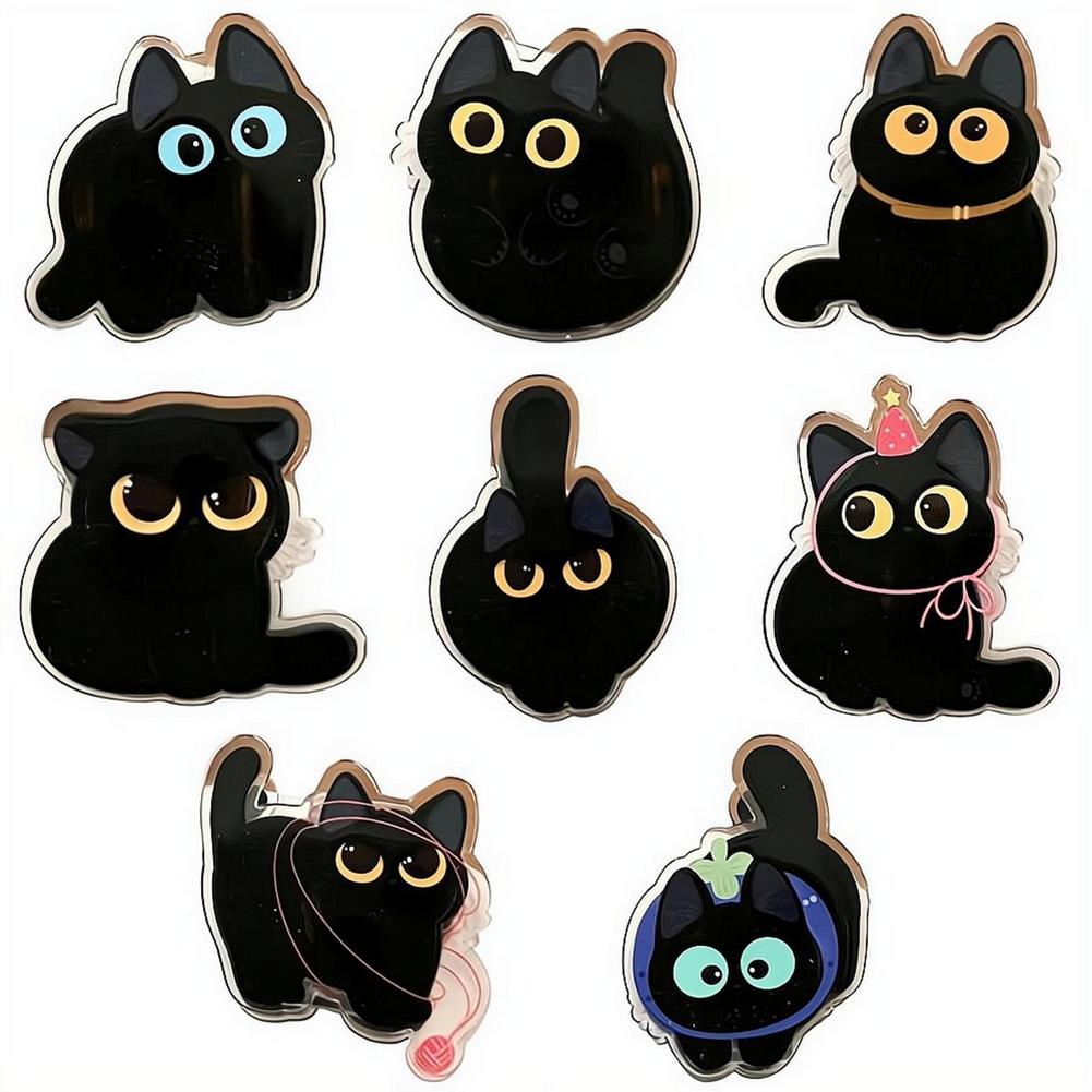 Food Snacks That Are Black - Niedliche Schwarze Katzen-Acryl-Verschlussklammern 8 Stile Snacktüten-Verschlussclips