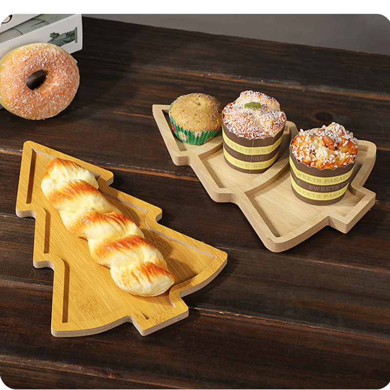 Xmas Food Snacks - Weihnachtsteller Holztablett Weihnachtsbaum Geschirr Trockenfrüchte Snacks