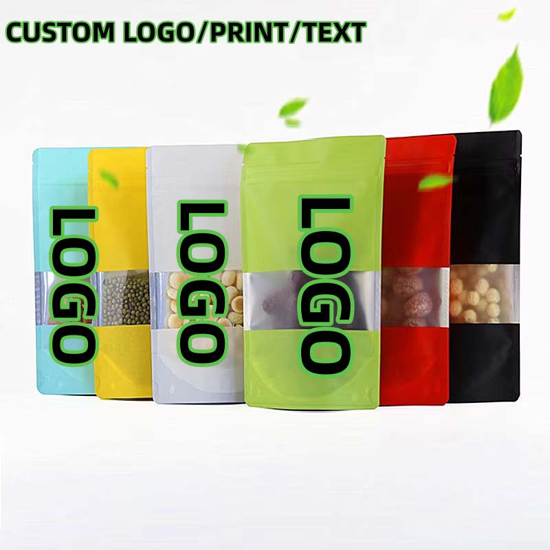Xmas Food Snacks - 100 Stück Folien-Fenster-Ziplock-Beutel Wiederverschließbare Lebensmittelverpackungsbeutel für