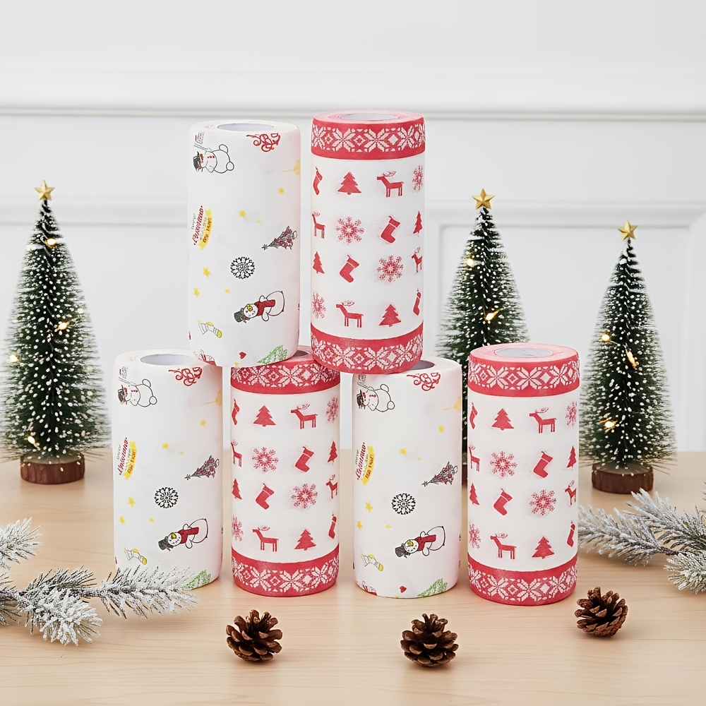 Xmas Food Snacks - Weihnachtliche Einweg-Küchenpapiertücher, saugfähig, ölbeständig, Lebensmittelunterlage für