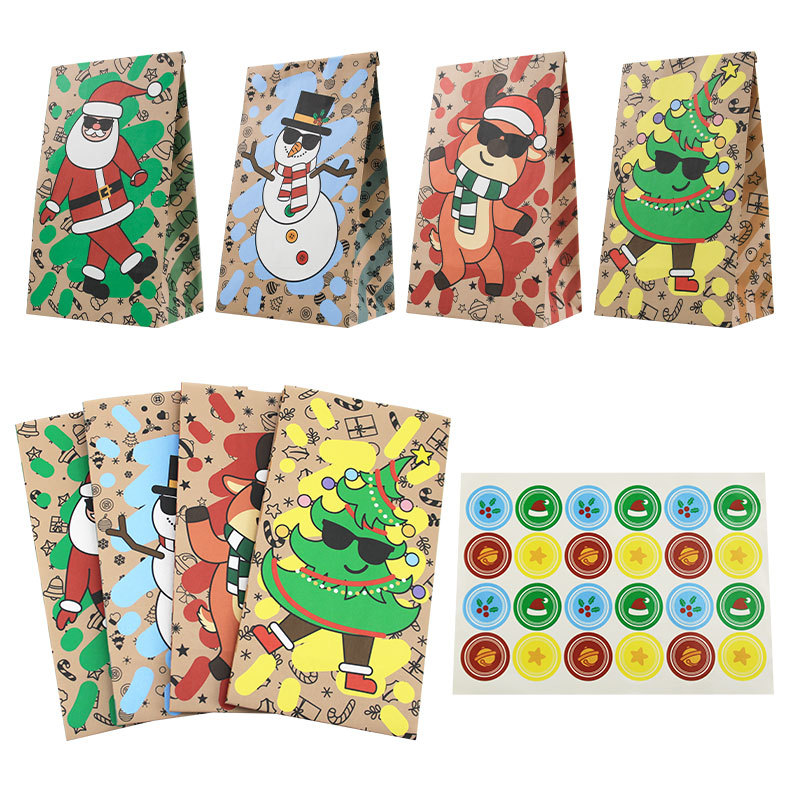 Xmas Food Snacks - Weihnachtliche Papiertüten, 24 Stück, neue Geschenktüten